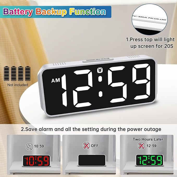 Peakeep Small Cute Digital Alarm Clock Plug in - Image 5