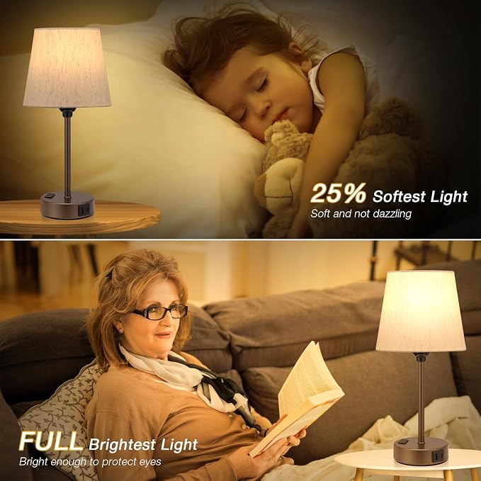 Brown Bedside Lamps Set 2 for Bedroom - Image 7