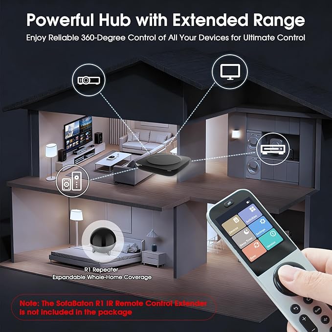 SofaBaton X2 Universal Remote with Touchscreen, All in One Universal Remote Control with Powerful Hub, One-Touch Activities, Custom APP, Compatible with Alexa&Google Assistant&Home Assistant