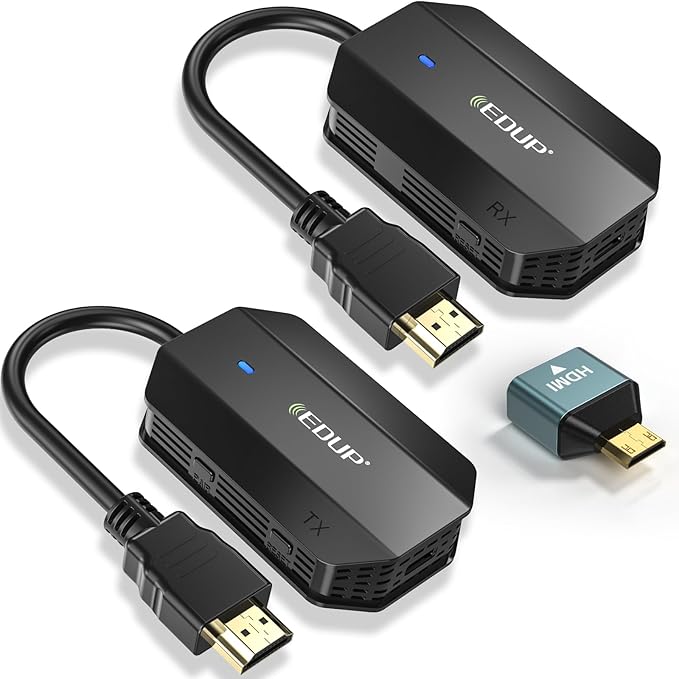 EDUP Wireless HDMI Transmitter and Receiver 4K Decode Input 1080P Output, Plug & Play, 165FT /50M Long Range Wireless HDMI Extender Low-Latency for Video/Audio to Monitor from PC/Projector/TV Box