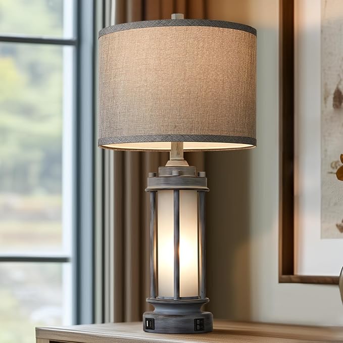 AIEAMPDO 25" Rustic Farmhouse Nightstand Lamp - Image 4