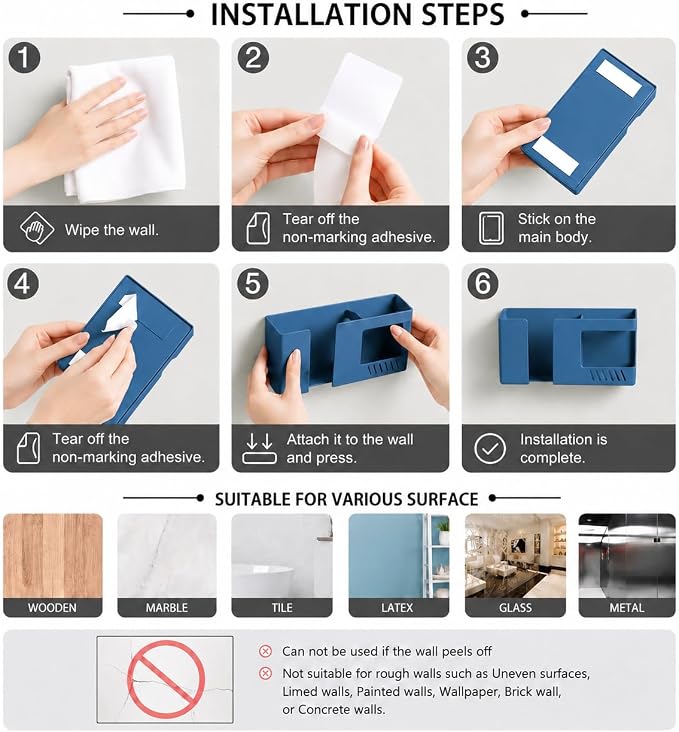 Strong Adhesive Wall Mount Phone Holder D3 Punch-Free Bedside Phone Shelf - Image 7