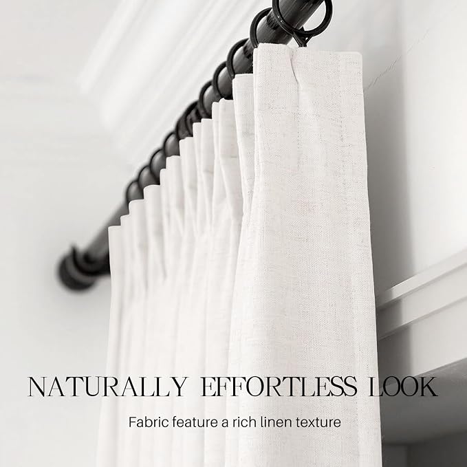 AUSSPVOCT Pinch Pleated 90 Inch Linen Curtains 100% Blackout - Image 5