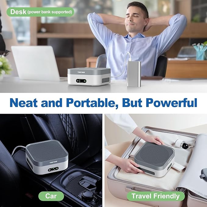TDBYWAE Air Purifier 2 Pack for Bedroom Up to 1200 ft², H13 True HEPA Air Purifier for Pets Dust Dander Pollen Odor Smoke, with New Quiet Wind Wheel System, for Desk/Car/Travel