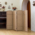 Compact 4 Panel Short Room Divider, 47.2 Inch Tall Double-Sided Rattan Folding by PawlaBay