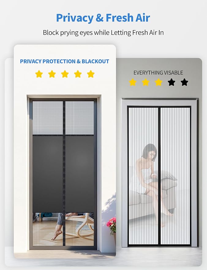 Magnetic Screen Door with Privacy Protection, PET Mesh Screen Fit - Image 3
