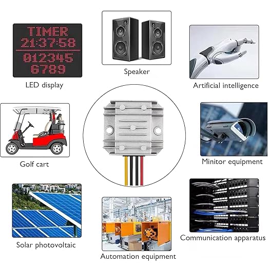 12V to 24V 3A DC Converter - Durable, Waterproof Step-Up Voltage Regulator and Power Boost Transformer, Ideal for Golf Carts & Club Cars