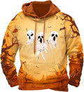 Halloween Hoodie Men Graphic Pumpkin Ghost Printed Sweatshirt Casual Trendy Long Sleeve Halloween Hooded Tops with Pockets