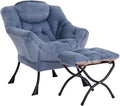 Lazy Chair with Ottoman, Comfy Accent Reading Chair, Plush Blue | Foldable by LITA