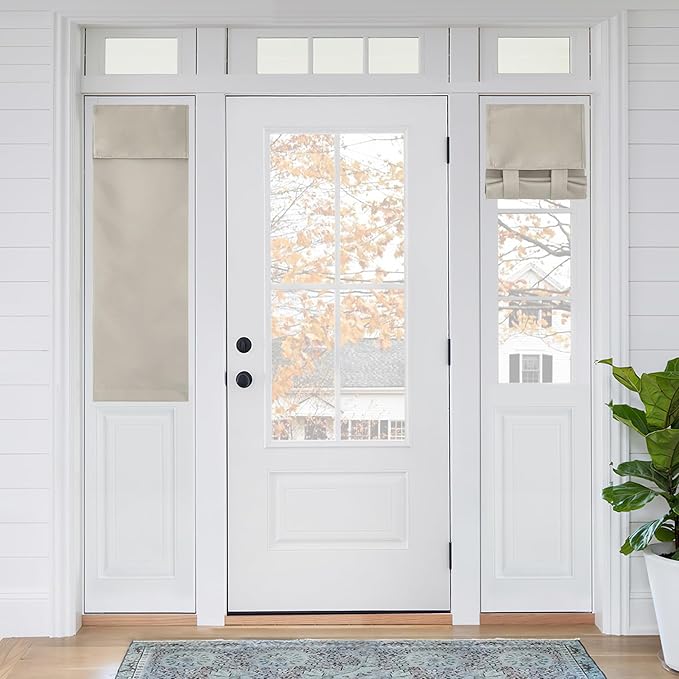 RYB HOME Front Door Window Covering Tie Up Small Sidelight Curtain Blackout | by RYBHOME