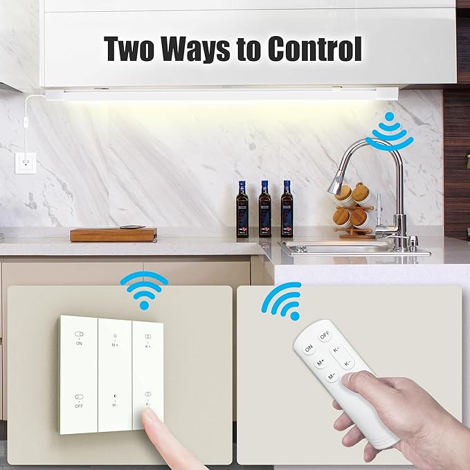 ONIDEK Under Cabinet Lights with Plug. 2700K-6500K Dimming and Color. with Wireless Control Panel and Remote Control.36W 3600LM for Garage, Kitchen, Bathroom, Closet, Office (45 inch)