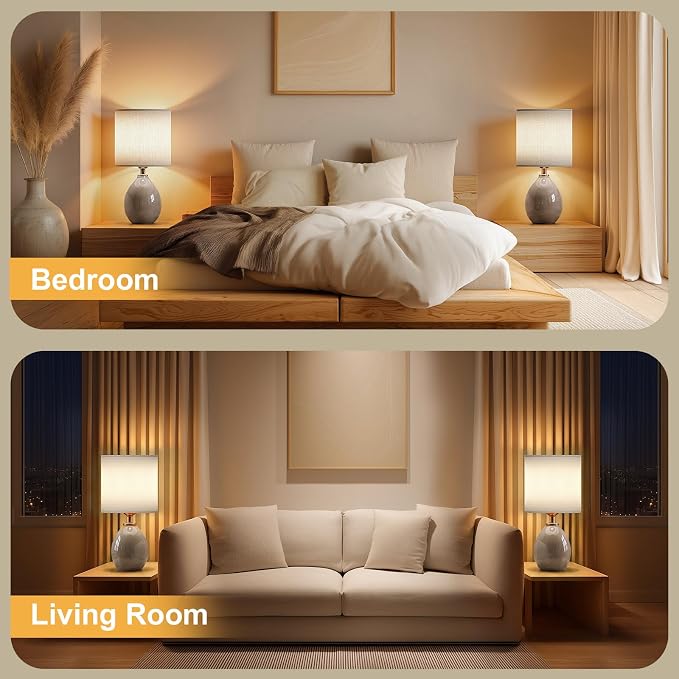 18.5" Table Lamp Set of 2 for Living Room Bedroom, Bedside Lamps for Night - Image 5