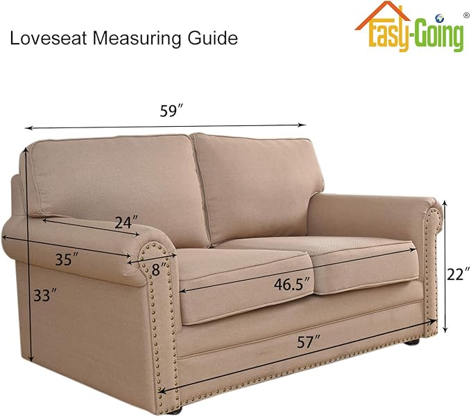 Easy-Going Stretch Loveseat Slipcover 1-Piece Sofa Cover Furniture Protector Couch Soft with Elastic Bottom for Kids Polyester Spandex Jacquard Fabric Small Checks (Loveseat, Dark Blue)