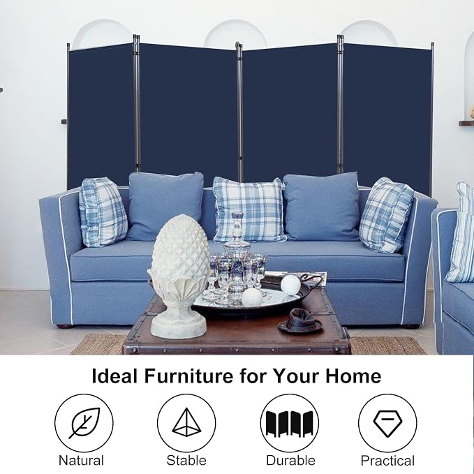 4 Panel Folding Room Divider, Sturdy Frame Freestanding Wall Divider - Image 3
