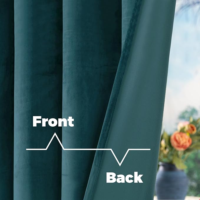 BGment Teal Blackout Velvet Curtains 84 Inches - Image 4