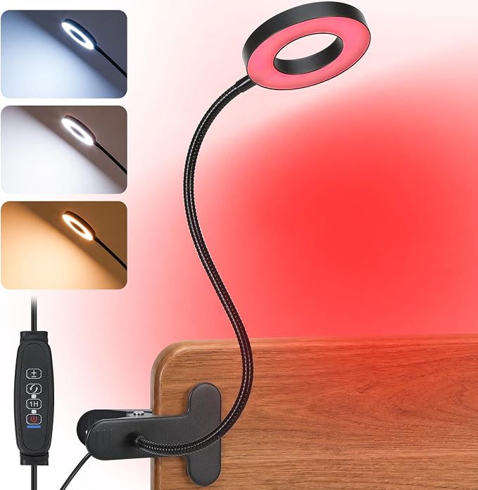 Clip On Reading Light for Bed, 670nm Red Light Lamp by Unknown