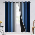 SimpleHome 100% Blackout Ombre Bedroom Curtains Blue and Greyish White by SimpleHome