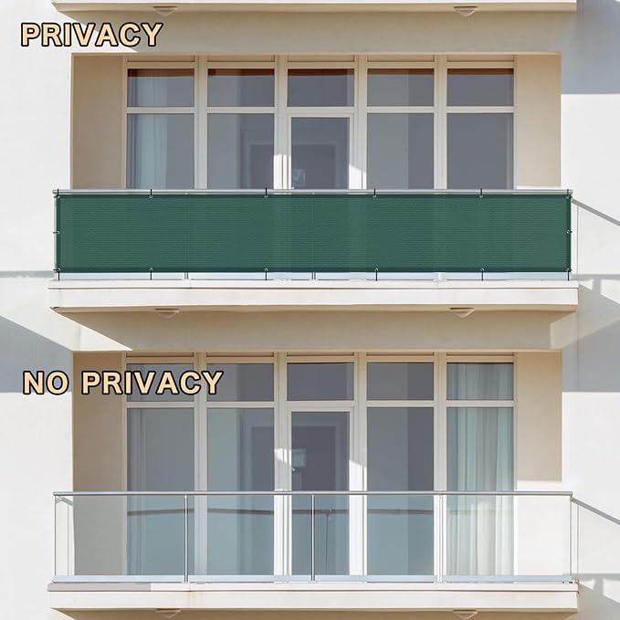 Custom Size 3'x18' Dark Green Balcony Privacy Screen 90% UV Block | Windscreen - Image 5