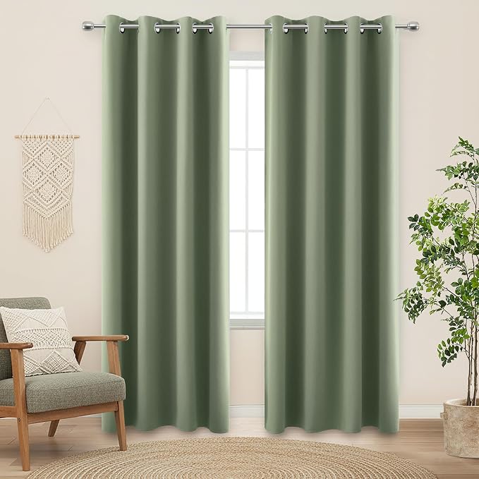 KOUFALL Sage Green Blackout Window Curtains by KOUFALL