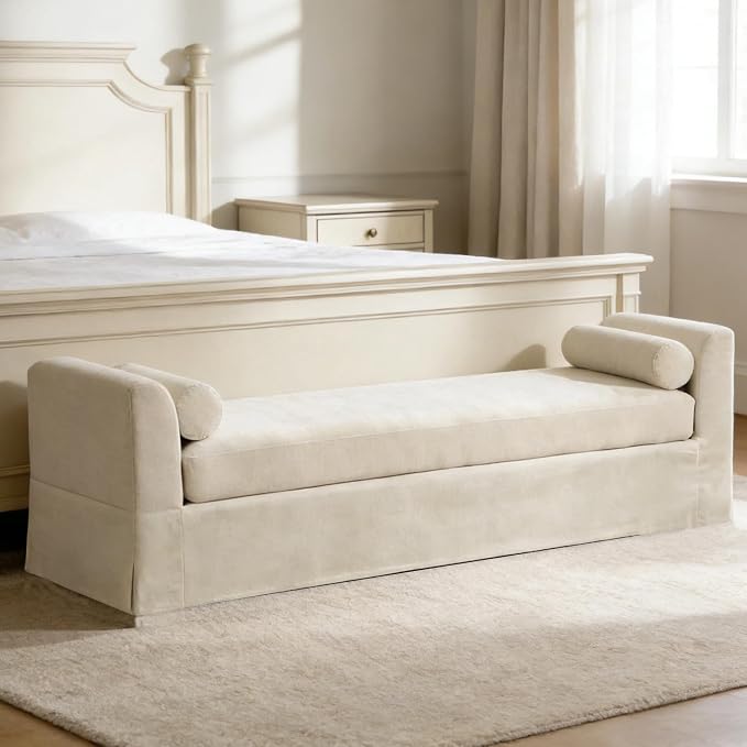 88.6" Beige Oversized Chaise Lounge Bench - Image 9