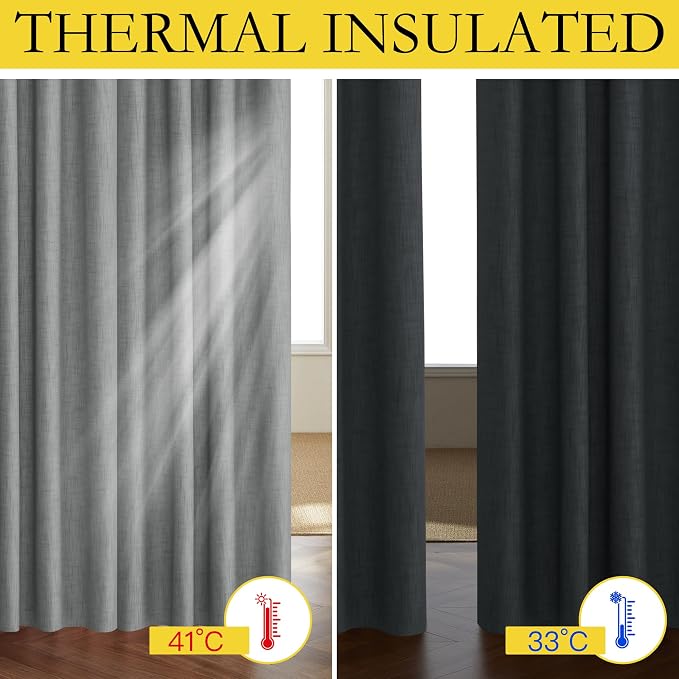 NICETOWN 100% Absolutely Blackout Linen Curtains - Image 4