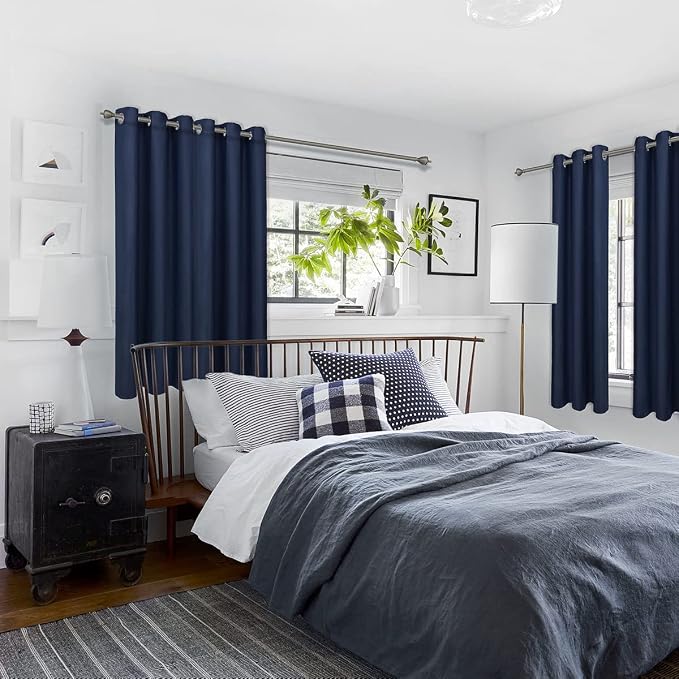 Diraysid Navy Blue Grommet Blackout Curtains - Image 5