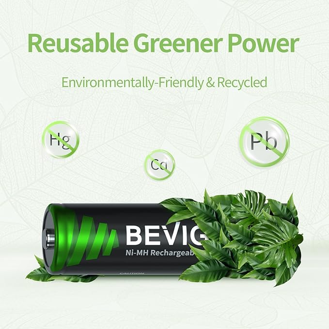 BEVIGOR AA Rechargeable Batteries 2800 mAh High Capacity 1500 Cycle, 1.2V NiMH Low Self Discharge AA Battery, 4 Count