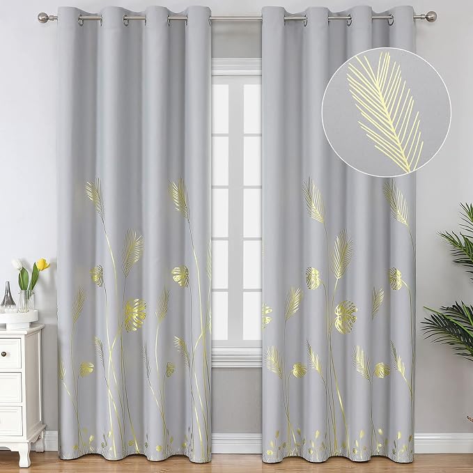 Light Grey Blackout Curtains 108 Inches Long, Light Blocking Thermal Insulated by ESTELARTEXTILER