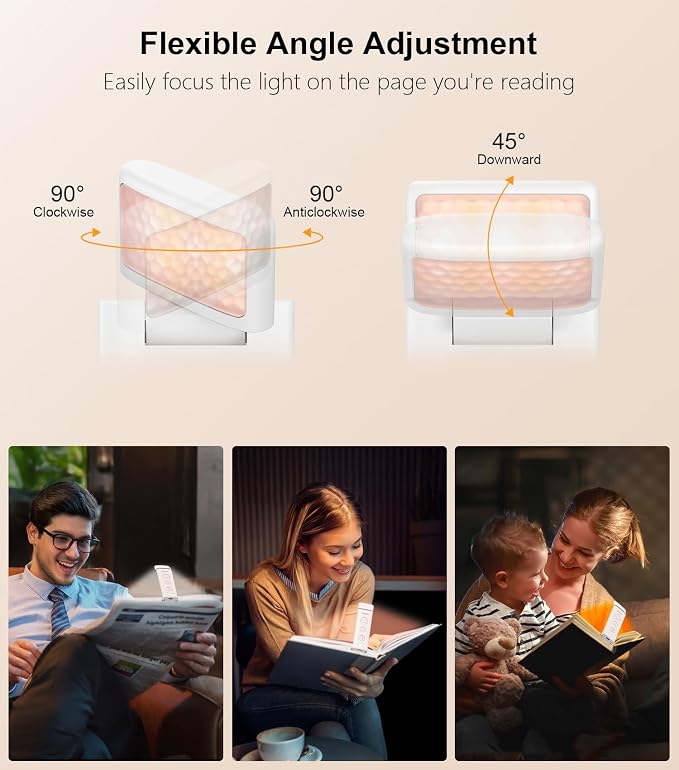 Gritin Book Light Rechargeable, Clip on LED Reading Light - Image 6