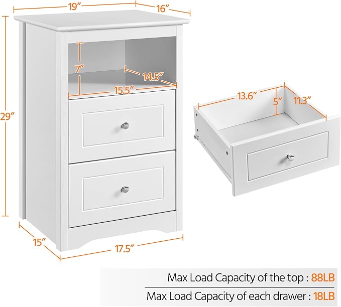 Yaheetech Tall Nightstand for Bedroom - Image 3