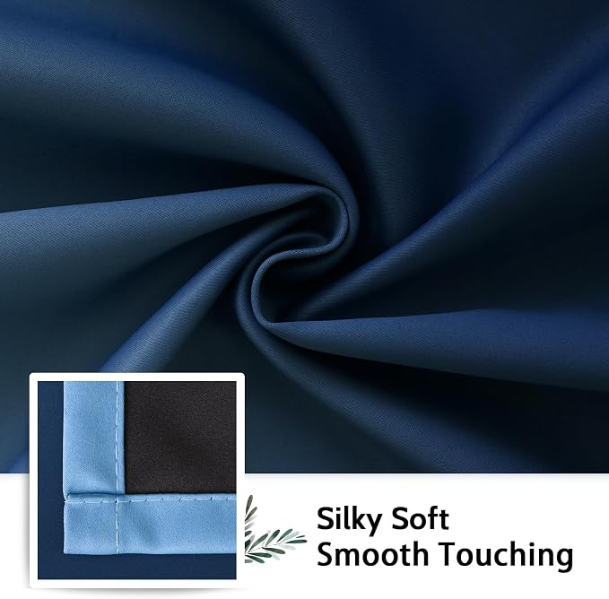 SimpleHome 100% Blackout Ombre Bedroom Curtains Blue and Greyish White - Image 7