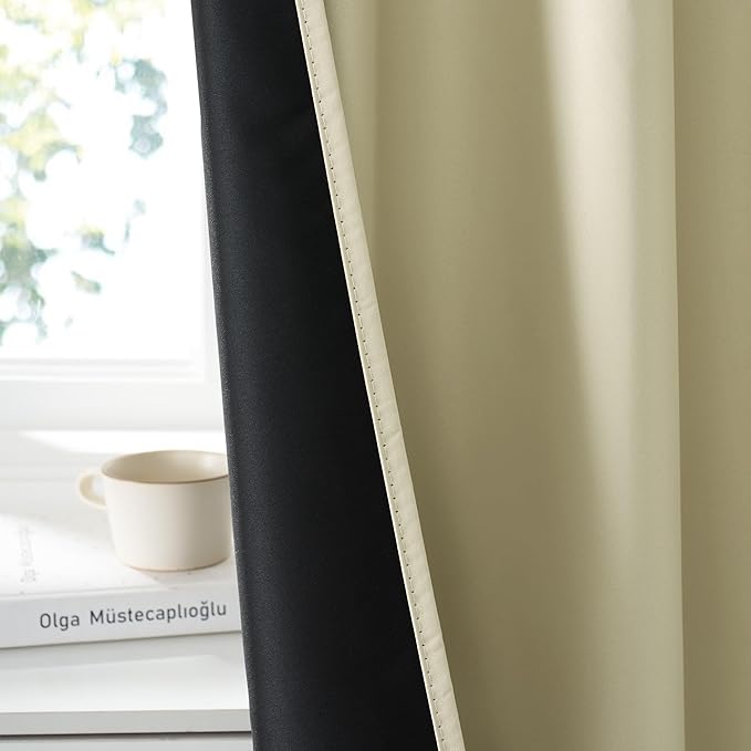 RYB HOME Bedroom Blackout Curtains 63 inches Long, 100% Blackout | Thermal - Image 3