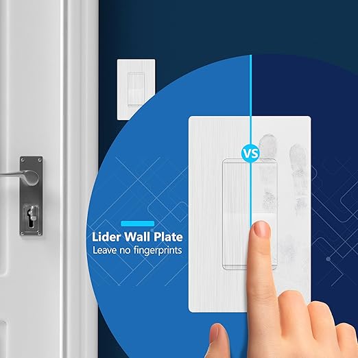 LIDER Brushed White Minimalist Design Decorator Switch, Frameless Paddle Wall Light Switch, On/Off Rocker Switch, 3-Way or Single Pole, Residential Grade, UL Listed, 3 Wire, 15A 120-277VAC, 5 Pack
