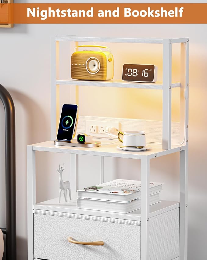 Tall Night Stand, LED Bed Side Tables - Image 3