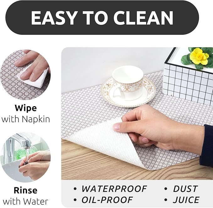 RAY STAR 12X120 Inch Shelf Liner for Kitchen Cabinets, Non-Adhesive Cabinet Liner Washable, PVC Drawer Liner for Dresser Non-Slip Bathroom (Circle)(8 Roll)