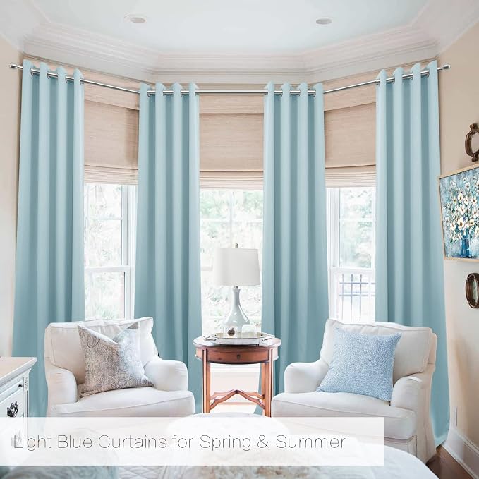 KOUFALL Light Blue Curtains 96 Inches Long - Image 3