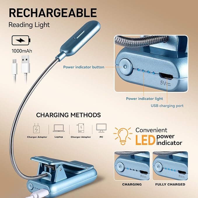 VAVOFO Rechargeable Reading Light, 7 LEDs - Image 4