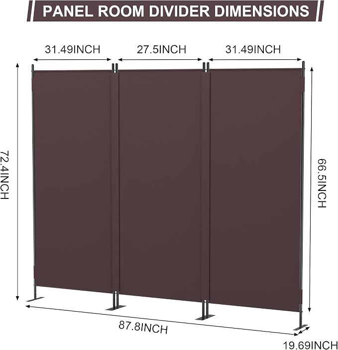 Room Divider Panel 6Ft Privacy Screen Wall Divider, Portable Room Partition - Image 5