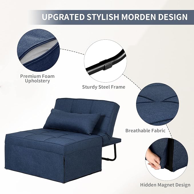 Sofa Bed, 4 in 1 Multi-Function Modern Folding Ottoman Convertible Bed - Image 5