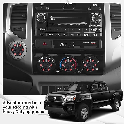 4 Pack - 2nd Gen Tacoma Accessories AC Knob Upgrade - 2005,2006,2007,2008,2009,2010,2011,2012,2013,2014,2015 Tacoma Climate Control Dial Mods Set - for Toyota Interior Replacement Kit