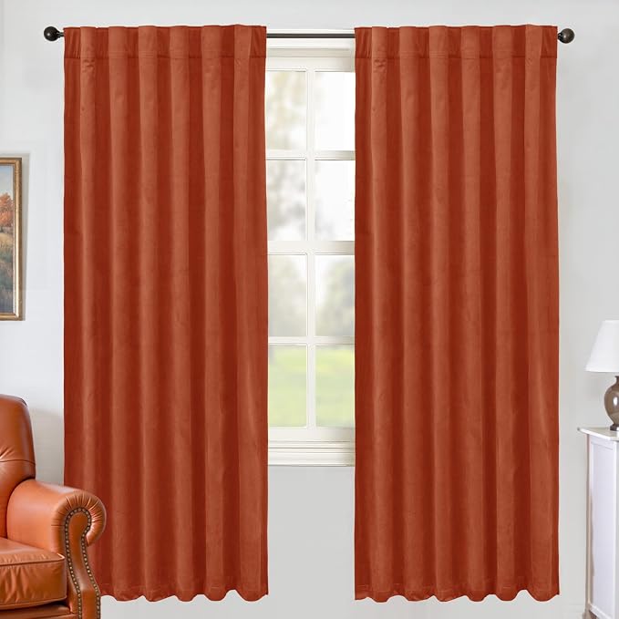 BGment Terracotta Velvet Curtains 72 Inch Length by BGment