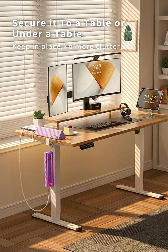 Desk Clamp Power Strip with Nightlight, 40W Fast Charging, 10FT Extension Cord - Image 3