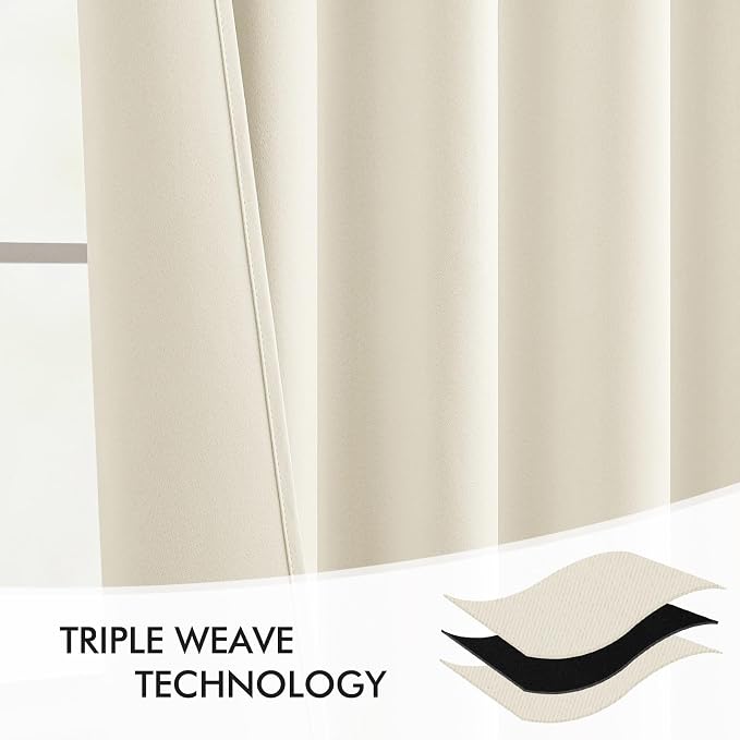 MIULEE Birch Back Tab Blackout Curtains 52x72 Inches Long 2 Panels Set | Rod - Image 7