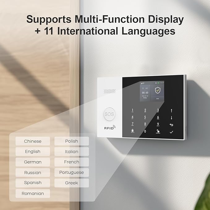 Home Alarm System Wireless,16Pcs WiFi+4G with Phone App & Remote Control Alarm System,Door/Window Sensors,Motion Detectors,for Smart Life or Tuya APP,Compatible with Alexa NO Monthly Fees