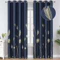 Elegant Palm Tree Leaf and Wheat Pattern Blackout Curtains Foil Print Light by ESTELARTEXTILER