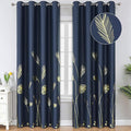 Blackout Curtains Grommet 96 Inches Long Elegant Gold Palm Tree and Wheat Print by ESTELARTEXTILER