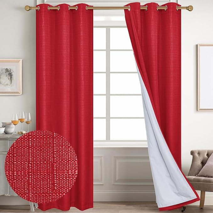 Diraysid 100% Blackout Curtains Red Linen Curtains by Diraysid%2C+refresh+your+life