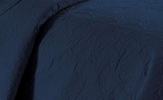 Fancy Linen 3pc Embossed Coverlet Bedspread Set Oversized Bed Cover Solid - Image 2