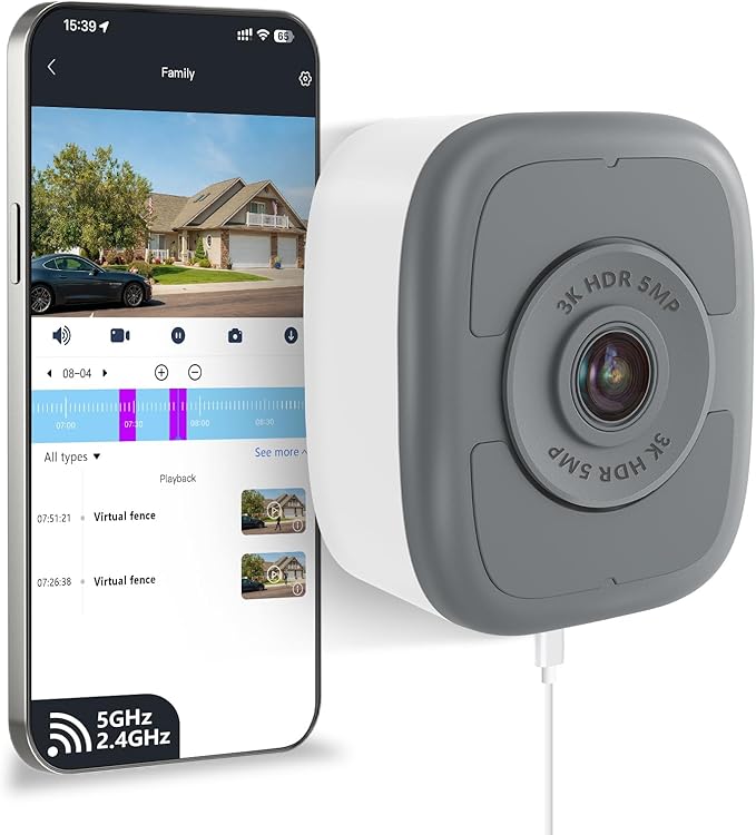 abetap 5MP 3K Window Camera, Enhanced Color Night Vision, Strong Magnetic Mount, No Subscription, 24/7 Recording, Tool-Free Install, Dual-Band 2.4G&5Ghz WiFi