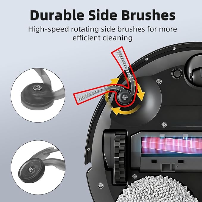 24Pcs QV 35A Accessories Kit Replacement Compatible with Roborock QV 35A/QV 35S/QR 598/QR 798 Robot Vacuum, 2 Main Brush, 4 Mop Cloth Pads, 6 Side Brushes, 4 HEPA Filters,6 Dust Bag, 1 Cleaning Tool